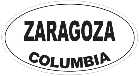 Zaragoza Columbia Oval Bumper Sticker or Helmet Sticker D4761