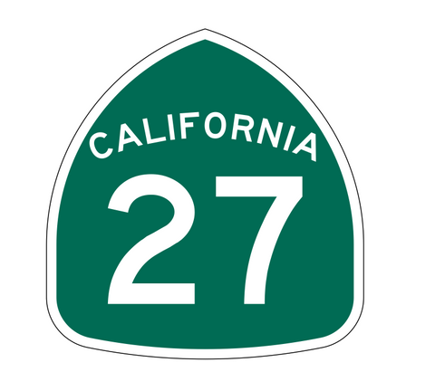 California State Route 27 Sticker Decal R1133 Highway Sign - Winter Park Products