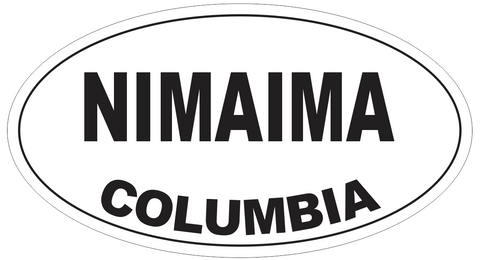 Nimaima Columbia Oval Bumper Sticker or Helmet Sticker D4852