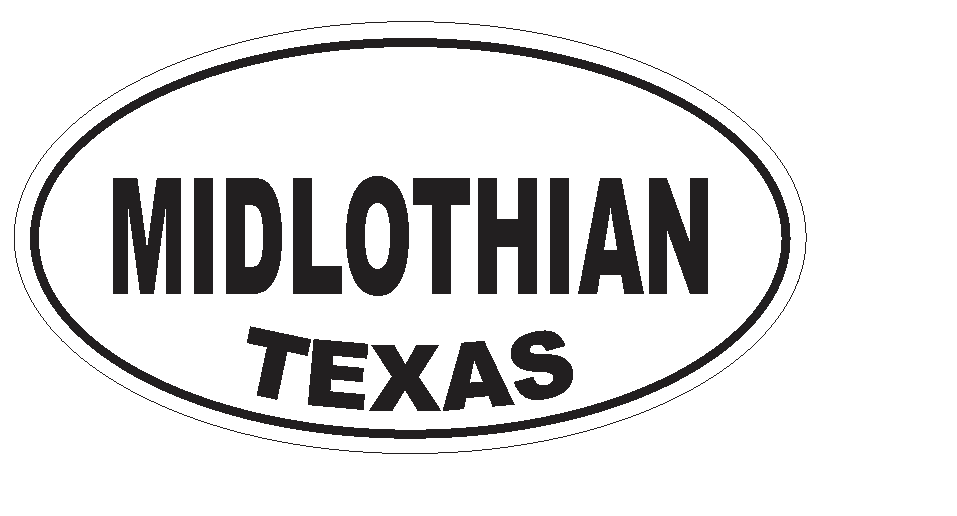 Midlothian Texas Oval Bumper Sticker or Helmet Sticker D3642 Euro Oval - Winter Park Products