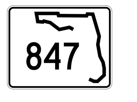 Florida State Road 847 Sticker Decal R1725 Highway Sign - Winter Park Products