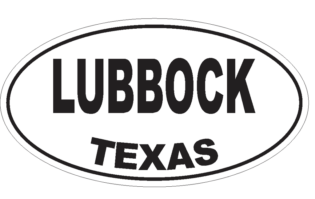 Lubbock Texas Oval Bumper Sticker or Helmet Sticker D3574 Euro Oval - Winter Park Products
