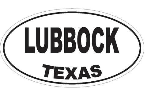 Lubbock Texas Oval Bumper Sticker or Helmet Sticker D3574 Euro Oval - Winter Park Products