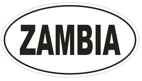 ZAMBIA Oval Bumper Sticker or Helmet Sticker D2157 Euro Oval Country Code - Winter Park Products