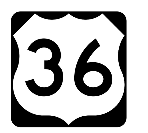 US Route 36 Sticker R1902 Highway Sign Road Sign - Winter Park Products