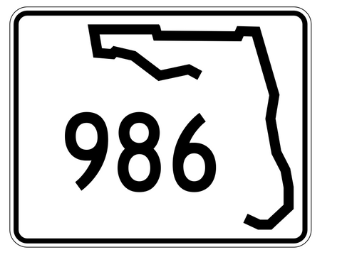 Florida State Road 986 Sticker Decal R1766 Highway Sign - Winter Park Products