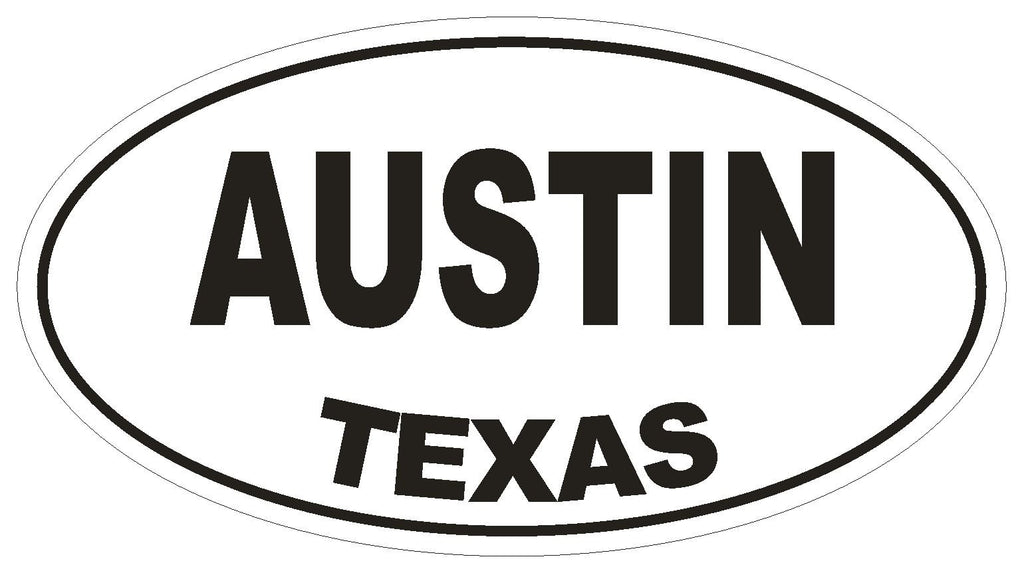Austin Texas Oval Bumper Sticker or Helmet Sticker D1688 Euro Oval - Winter Park Products