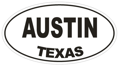 Austin Texas Oval Bumper Sticker or Helmet Sticker D1688 Euro Oval - Winter Park Products