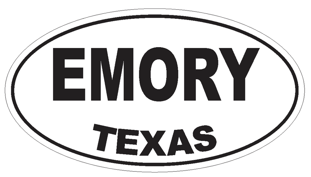 Emory Texas Oval Bumper Sticker or Helmet Sticker D3368 Euro Oval - Winter Park Products