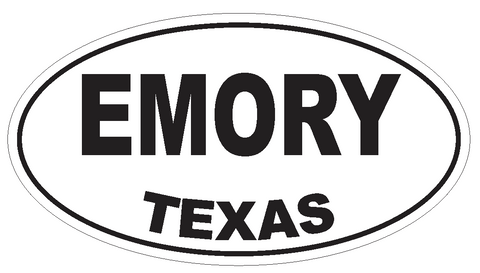 Emory Texas Oval Bumper Sticker or Helmet Sticker D3368 Euro Oval - Winter Park Products