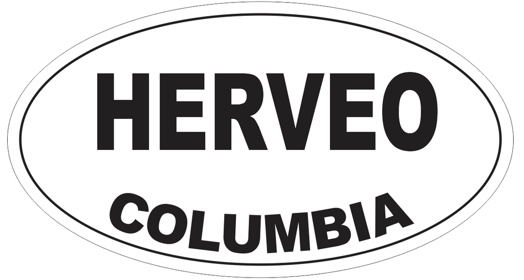 Herveo Columbia Oval Bumper Sticker or Helmet Sticker D4718