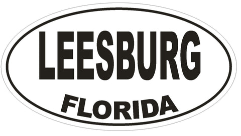 Leesburg Florida Oval Bumper Sticker or Helmet Sticker D1550 Euro Oval - Winter Park Products