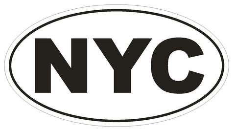 NYC New York City Oval Bumper Sticker or Helmet Sticker D148 Euro Oval - Winter Park Products