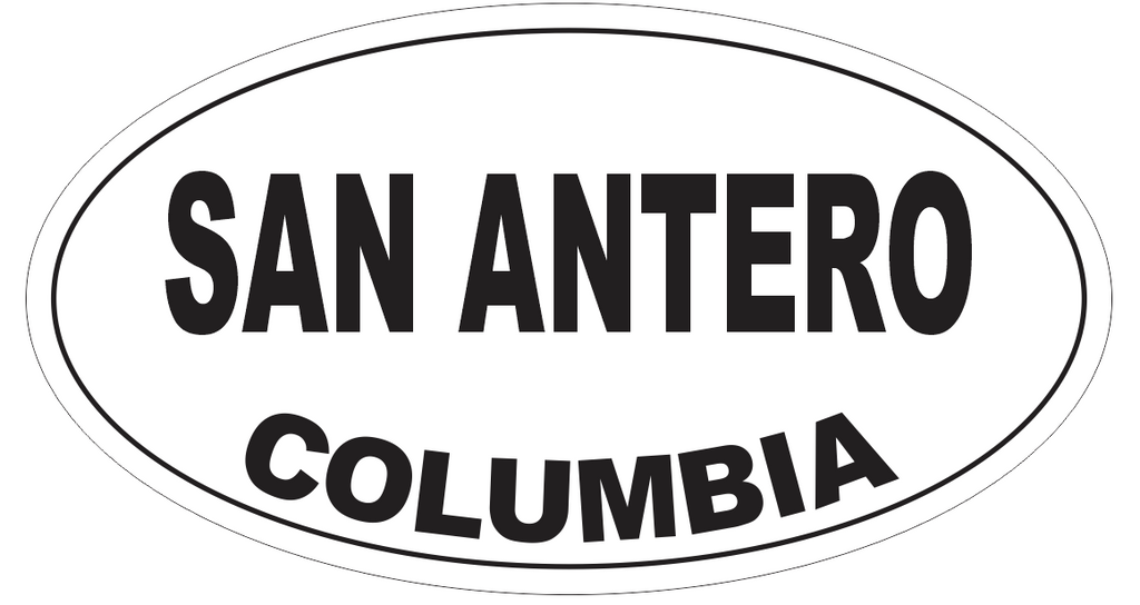 San Antero Columbia Oval Bumper Sticker or Helmet Sticker D5427