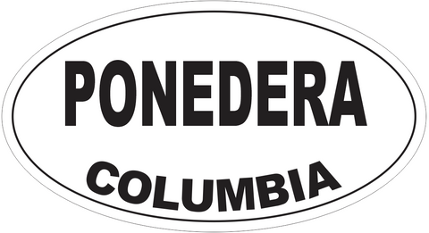 Ponedera Columbia Oval Bumper Sticker or Helmet Sticker D4268