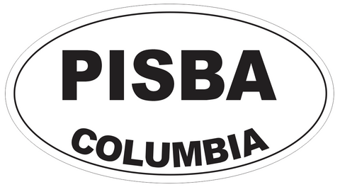 Pisba Columbia Oval Bumper Sticker or Helmet Sticker D4341