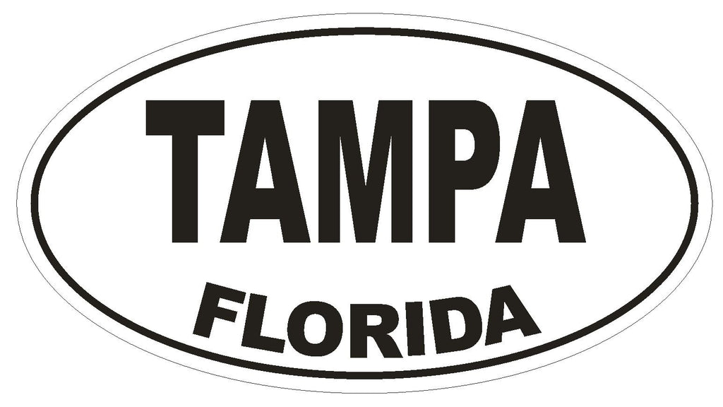 Tampa Florida Oval Bumper Sticker or Helmet Sticker D1339 Euro Oval - Winter Park Products