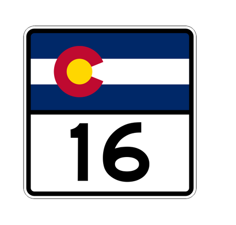 Colorado State Highway 16 Sticker Decal R1786 Highway Sign - Winter Park Products