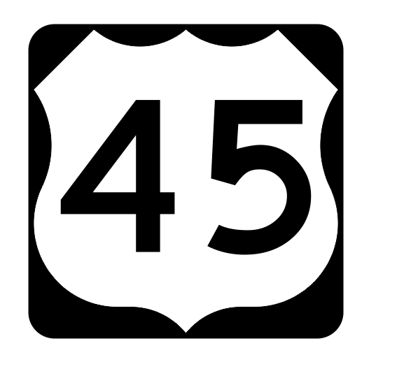 US Route 45 Sticker R1908 Highway Sign Road Sign - Winter Park Products