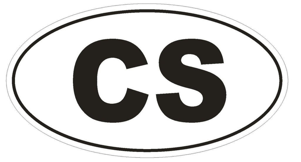 CS Czechoslovakia Oval Bumper Sticker or Helmet Sticker D2047 Country Code - Winter Park Products