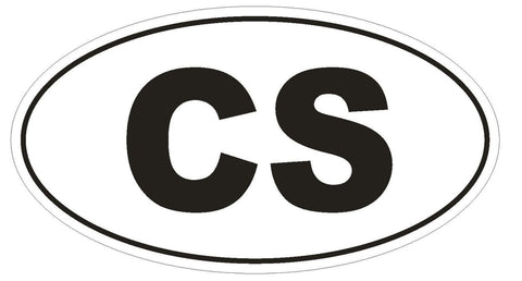 CS Czechoslovakia Oval Bumper Sticker or Helmet Sticker D2047 Country Code - Winter Park Products