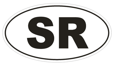 SR Suriname Oval Bumper Sticker or Helmet Sticker D2030 Country Code - Winter Park Products