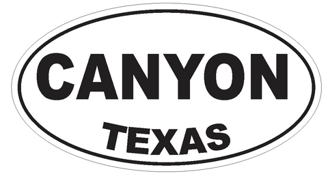 Canyon Texas Oval Bumper Sticker or Helmet Sticker D3247 Euro Oval - Winter Park Products