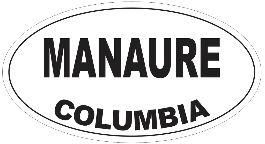 Manaure Columbia Oval Bumper Sticker or Helmet Sticker D4430