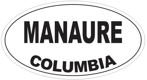 Manaure Columbia Oval Bumper Sticker or Helmet Sticker D4430