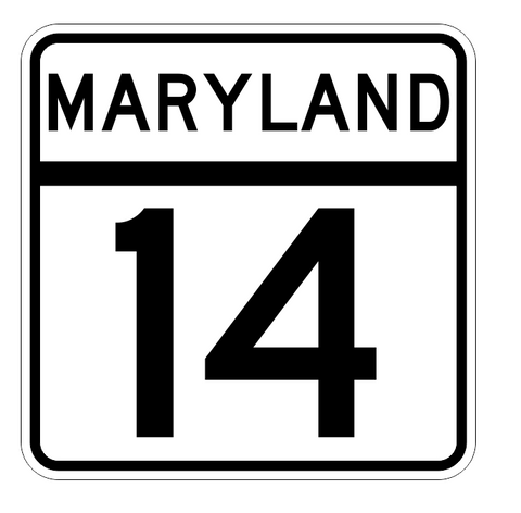Maryland State Highway 14 Sticker Decal R2672 Highway Sign