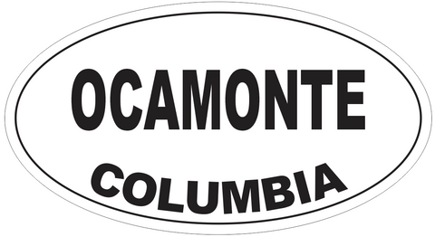 Ocamonte Columbia Oval Bumper Sticker or Helmet Sticker D4901