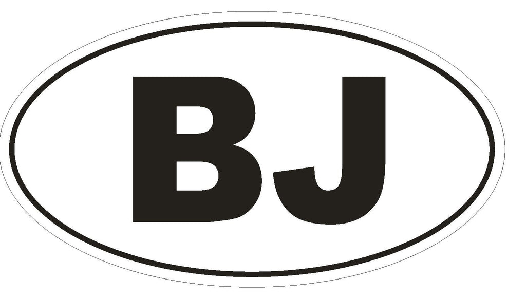 BJ Benin Oval Bumper Sticker or Helmet Sticker D2098 Euro Oval Country Code - Winter Park Products