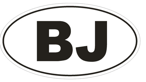 BJ Benin Oval Bumper Sticker or Helmet Sticker D2098 Euro Oval Country Code - Winter Park Products