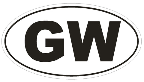 GW Guinea Bissau Oval Bumper Sticker or Helmet Sticker D2067 Euro Country Code - Winter Park Products