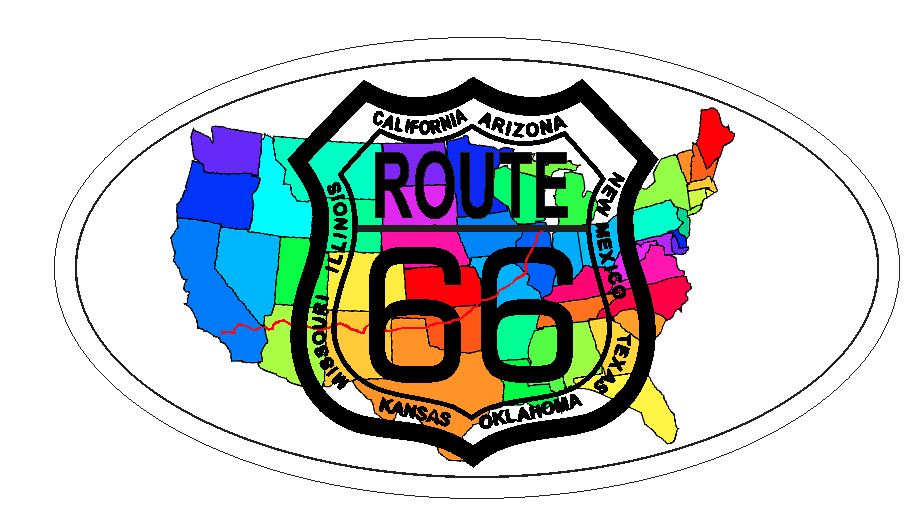 RT 66 Route 66 Oval Bumper Sticker or Helmet Sticker D3724