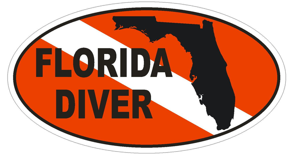 FLORIDA SCUBA DIVING Oval Bumper Sticker or Helmet Sticker D1840 Euro Oval - Winter Park Products