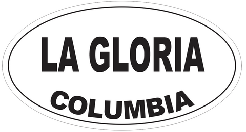 La Gloria Columbia Oval Bumper Sticker or Helmet Sticker D5407