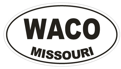 Waco Missouri Oval Bumper Sticker or Helmet Sticker D1428 Euro Oval - Winter Park Products