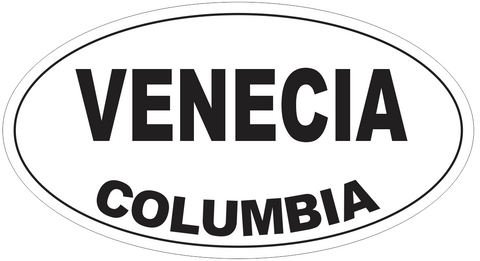 Venecia Columbia Oval Bumper Sticker or Helmet Sticker D4251