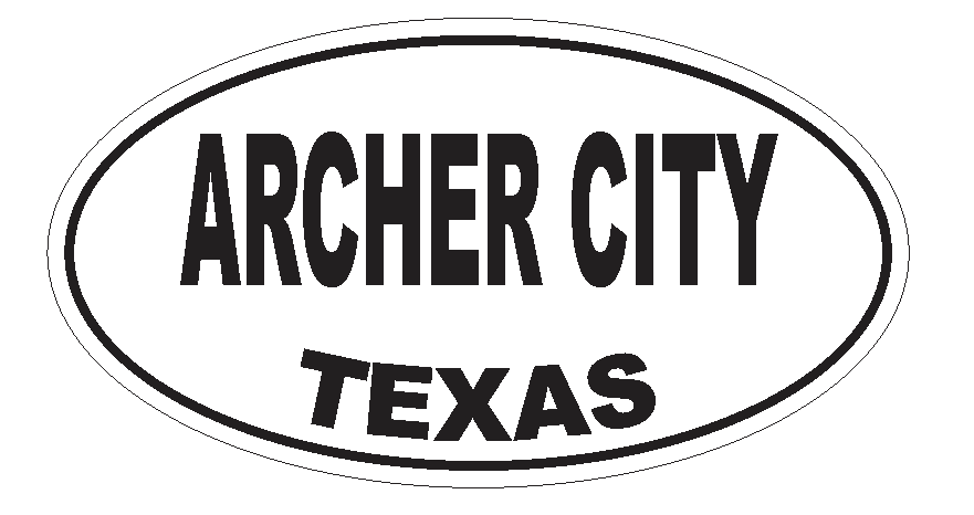 Archer City Texas Oval Bumper Sticker or Helmet Sticker D3145 Euro Oval - Winter Park Products