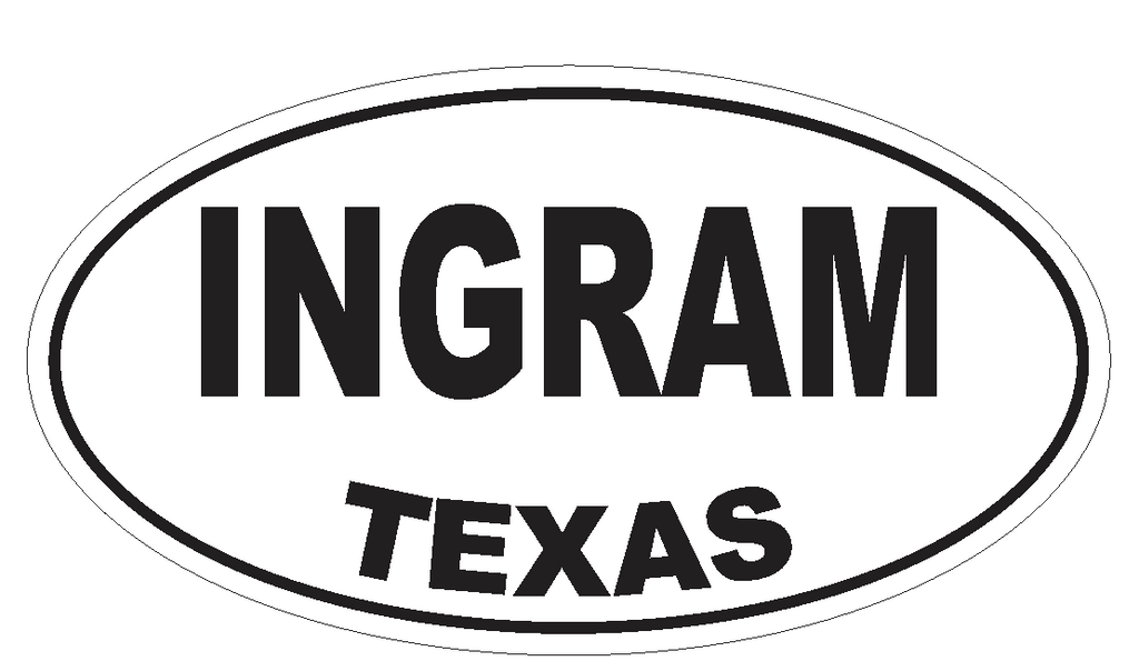 Ingram Texas Oval Bumper Sticker or Helmet Sticker D3512 Euro Oval - Winter Park Products