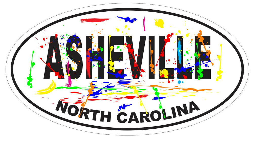 Asheville North Carolina Oval Bumper Sticker or Helmet Sticker D3699 Euro Oval