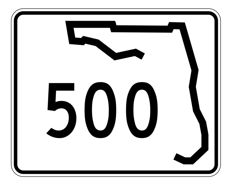 Florida State Road 500 Sticker Decal R1587 Highway Sign - Winter Park Products