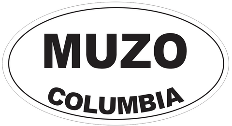 Muzo Columbia Oval Bumper Sticker or Helmet Sticker D4332