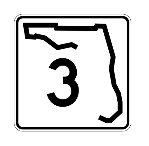 Florida State Road 3 Sticker Decal R1332 Highway Sign - Winter Park Products