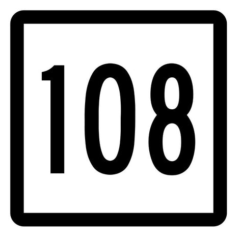 Connecticut State Highway 108 Sticker Decal R5126 Highway Route Sign