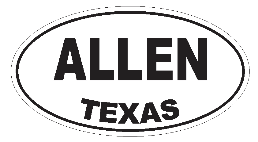 Allen Texas Oval Bumper Sticker or Helmet Sticker D3110 Euro Oval - Winter Park Products