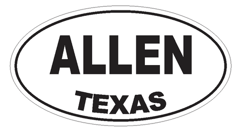 Allen Texas Oval Bumper Sticker or Helmet Sticker D3110 Euro Oval - Winter Park Products
