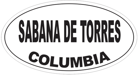Sabana de Torres Columbia Oval Bumper Sticker or Helmet Sticker D6006