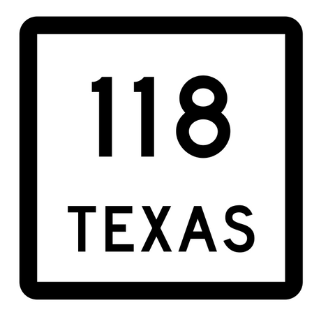 Texas State Highway 118 Sticker Decal R2419 Highway Sign - Winter Park Products
